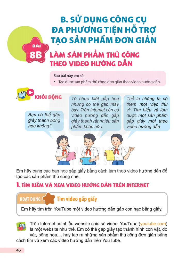 Bài 8B: Làm Sản Phẩm Thủ Công Theo Video Hướng Dẫn