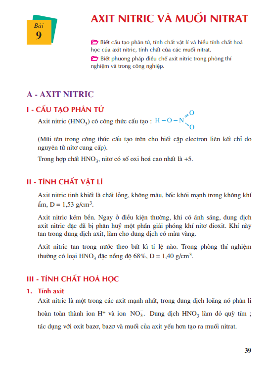 Bài 9: Axit nitric và muối nitrat