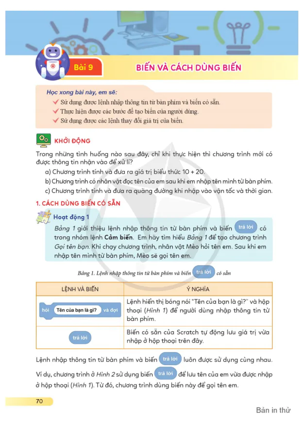 BÀI 9: BIẾN VÀ CÁCH DÙNG BIẾN