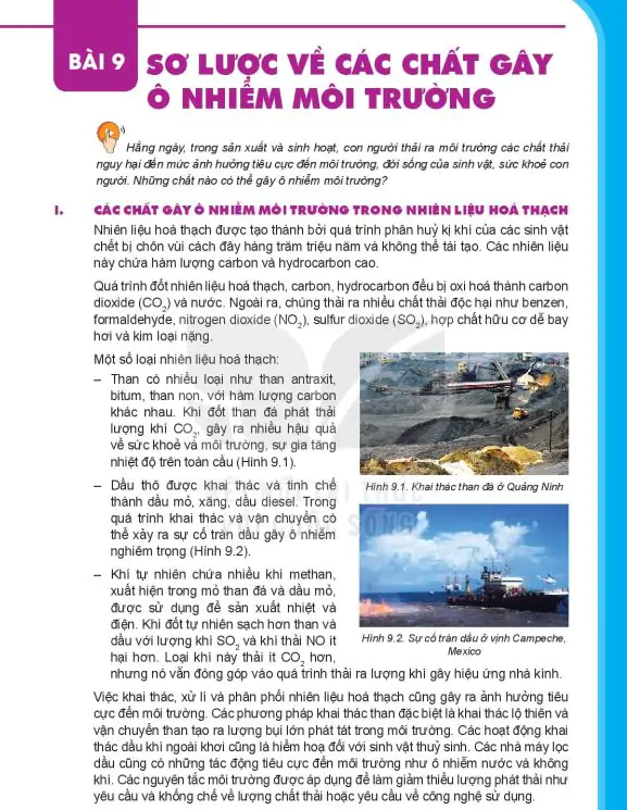 Bài 9: Sơ Lược Về Các Chất Gây Ô Nhiễm Môi Trường