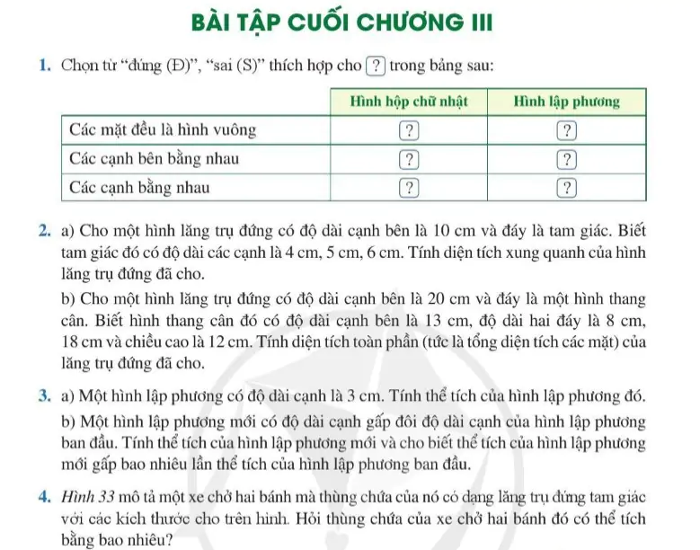 Bài tập cuối chương III