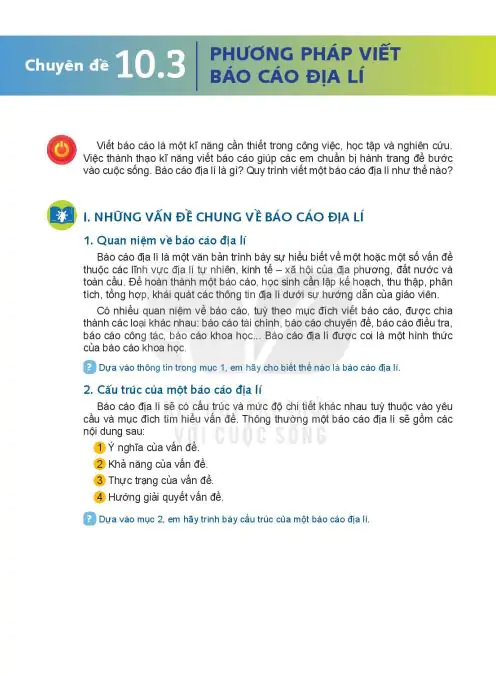 Chuyên Đề 10.3: Phương Pháp Viết Báo Cáo Địa Lí