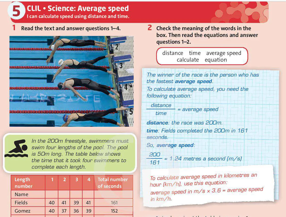 CLIL: Science: Average speed