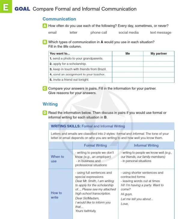 E GOAL: Compare Formal and Informal Communication