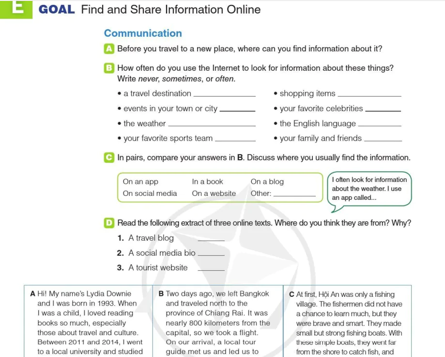 E GOAL: Find and Share Information Online