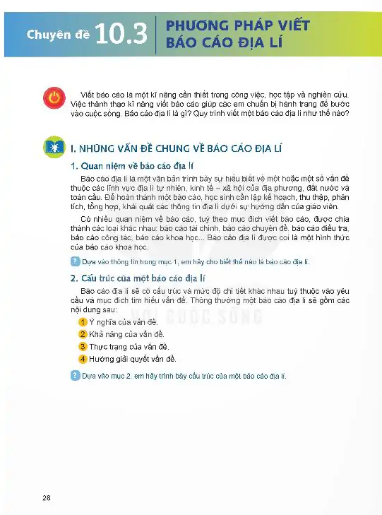 I: Những Vấn Đề Chung Về Báo Cáo Địa Lí
