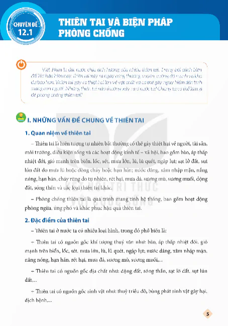 I. Những Vấn Đề Chung Về Thiên Tai