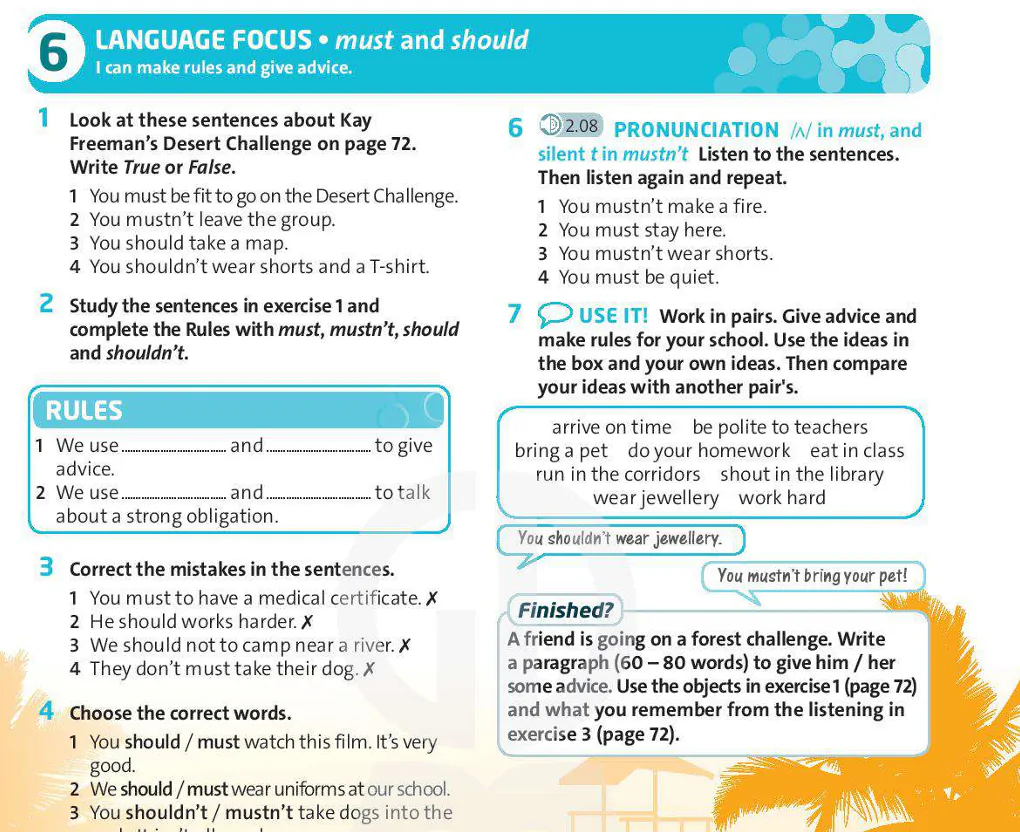 Language Focus: must and should