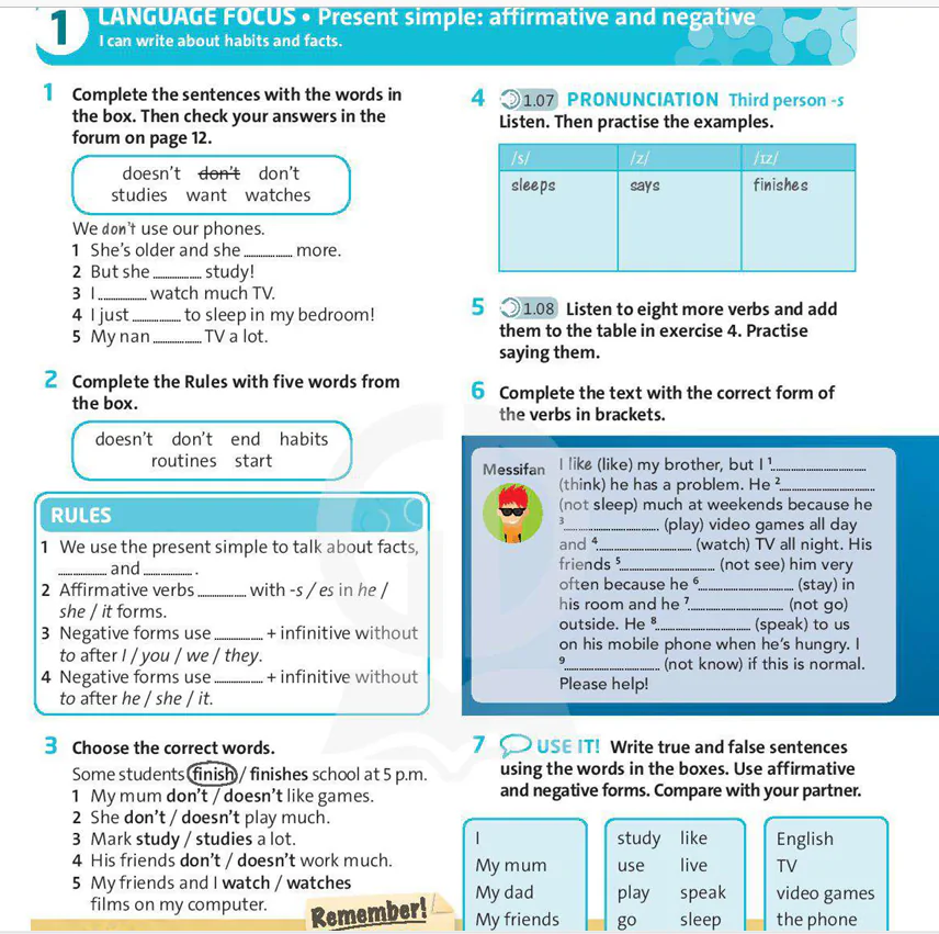 Language Focus: Present simple: affirmative and negative