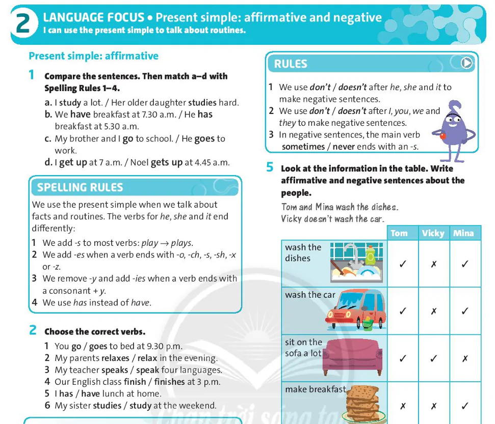 Language Focus: Present simple: affirmative and negative