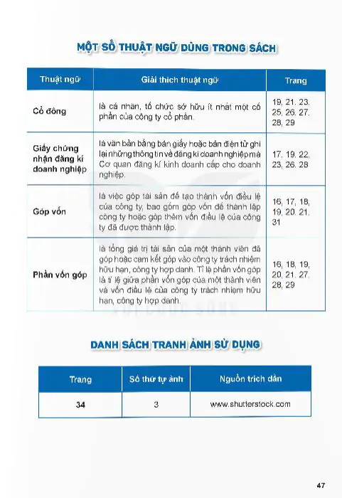Một Số Thuật Ngữ Dùng Trong Sách Và Danh Sách Tranh Ảnh Sử Dụng