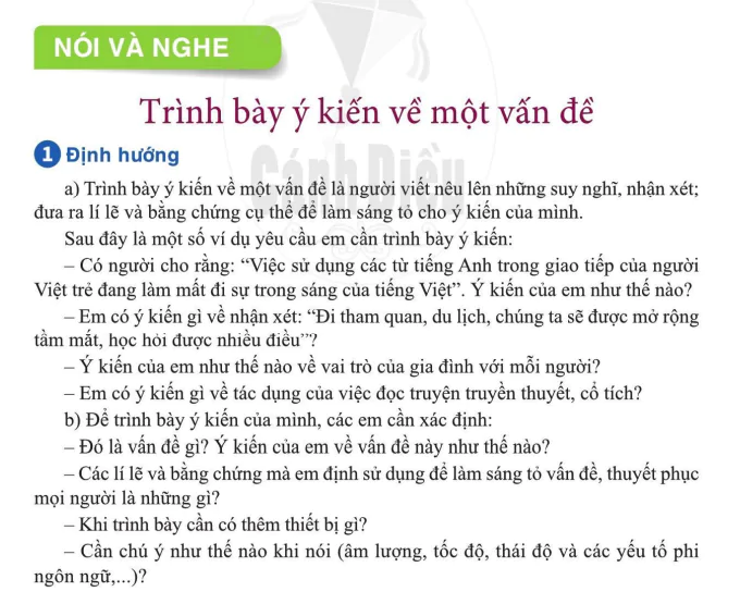 Nói và nghe: Trình bày ý kiến về một vấn đề