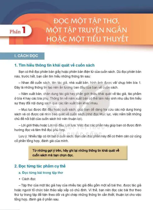 Phần 1: Đọc Một Tập Thơ, Một Tập Truyện Ngắn Hoặc Một Tiểu Thuyết