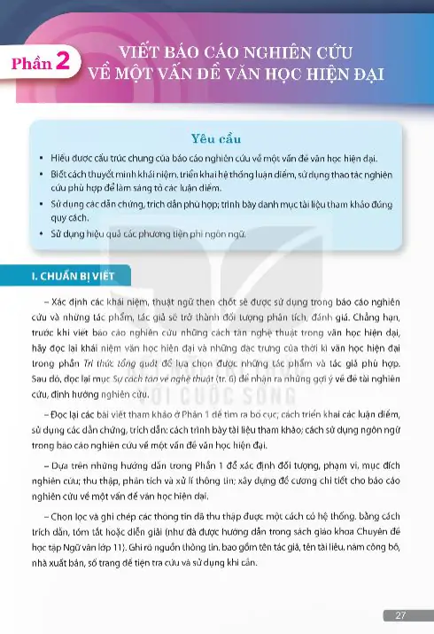 Phần 2: Viết Báo Cáo Nghiên Cứu Về Một Vấn Đề Văn Học Hiện Đại