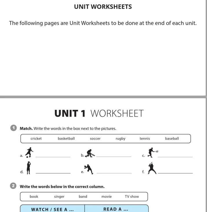 Unit worksheet