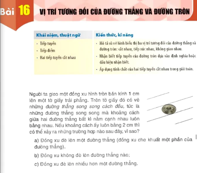 Vị trí tương đối của đường thẳng và đường tròn