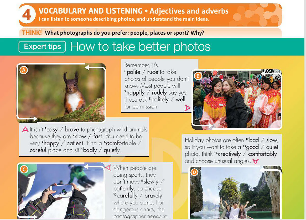 Vocabulary and listening: Adjectives and adverbs