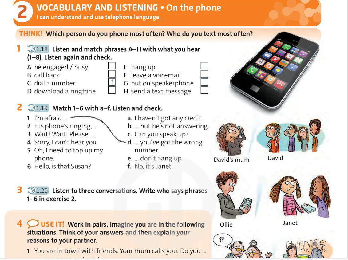 Vocabulary and listening: On the phone