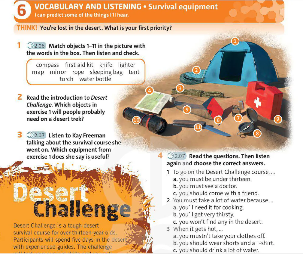 Vocabulary and listening: Survival equipment