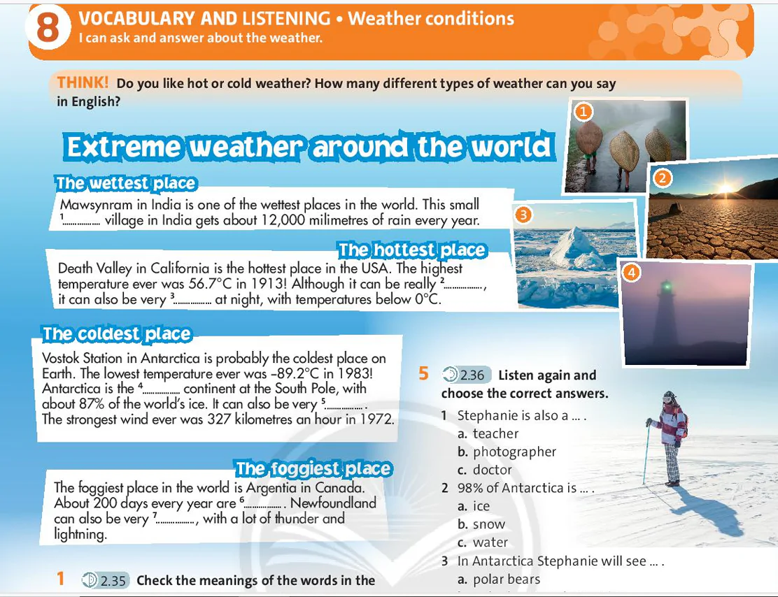 Vocabulary and listening: Weather conditions