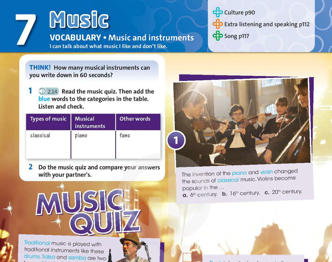 Vocabulary: Music and instruments