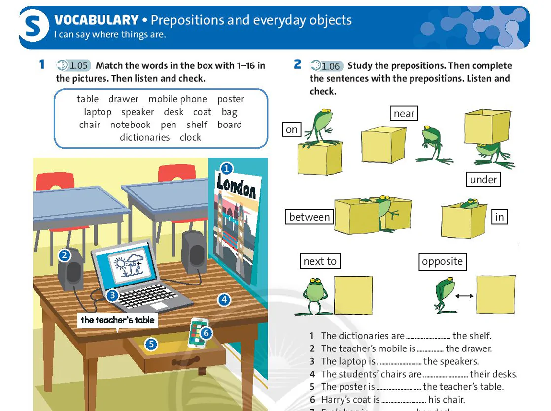 Vocabulary: Prepositions and everyday objects