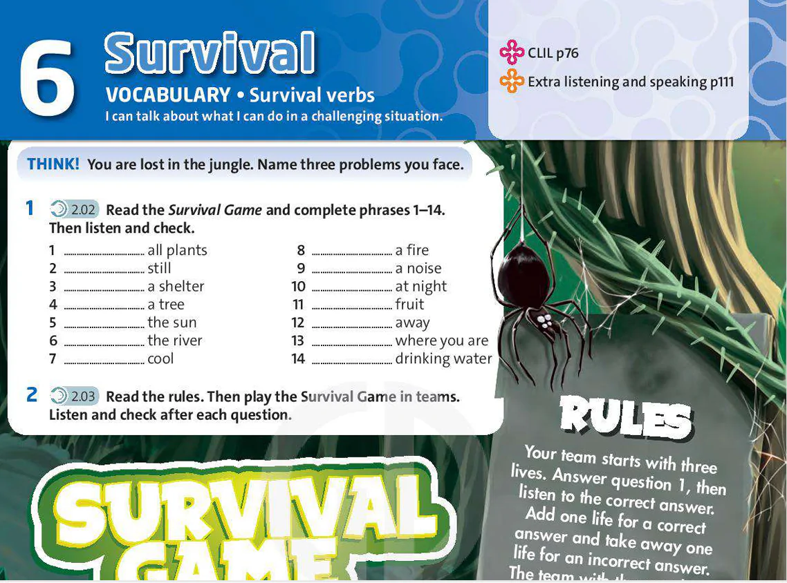 Vocabulary: Survival verbs